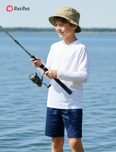 Boys UPF 50+ Long Sleeve Rash Guard Swim Shirt - White, 5-6 Years