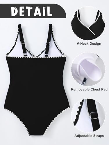 One Piece Girls Swimsuit with Adjustable Straps - Black, 11-12 Years
