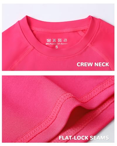 Boys Compression Shirt - Kids Long Sleeve Athletic Undershirt - Medium Pink