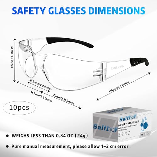 Clear Safety Glasses for Men Women Ansi Z87.1 Safety Glasses Scratch and Impact Resistant Protective Eyewear