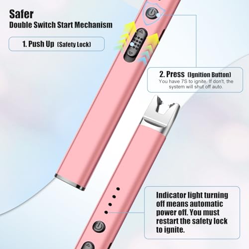 LcFun Rechargeable Plasma Arc Lighter 3-Pack with Safety Lock & Windproof Design - Gold, Pink, Silver