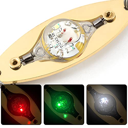 Dr.Fish Upgraded Rotating LED Fishing Lures 5 Pack - Deep Drop Trolling Spoons