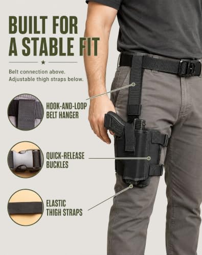 LOUBEI Drop Leg Holster for Pistols, Adjustable Thigh Carry Nylon Pistol Holster