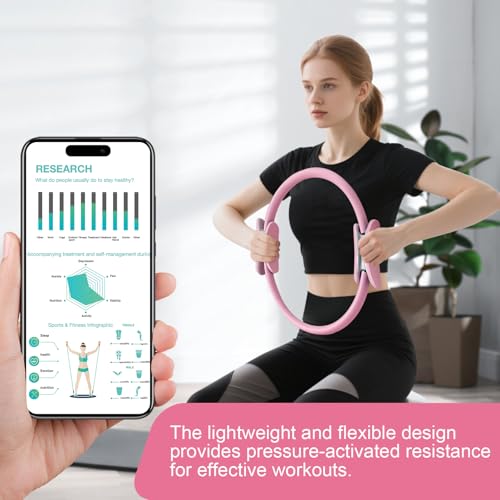 15-Inch Pilates Ring with Dual Padded Handles - Pink
