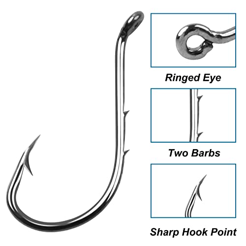 Octopus Baitholder Fishing Hooks - Sharp Barbed Circle Hooks, Size 6# - 100pcs