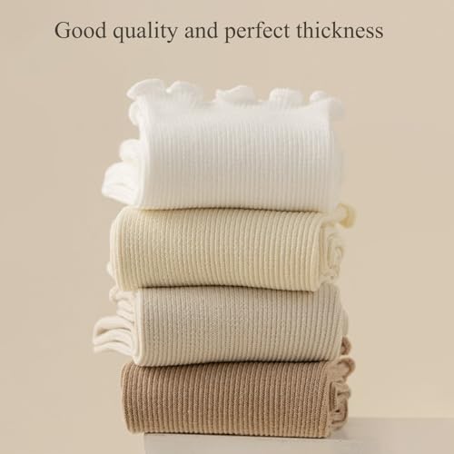 Cute Ruffle Ankle Socks for Women - White, 6 Pairs