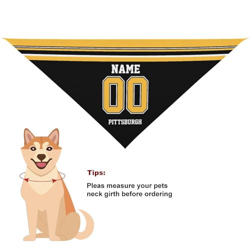 Personalized Pittsburgh Dog Bandana - Custom Name & Number - One Size