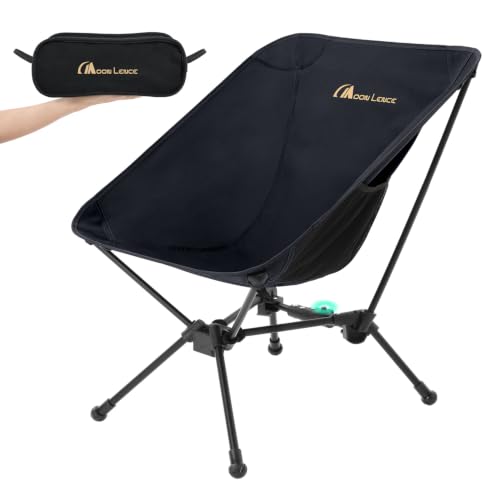 MOON LENCE XL Ultralight Camping Chair Black - 15% Larger Seat, 2.7 Lbs