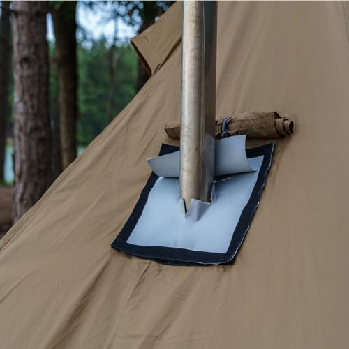 SoloWilder 9.4 x 9.4 Inch DIY Hot Tent Stove Jack with Rain Flap - Fireproof Camping Accessory