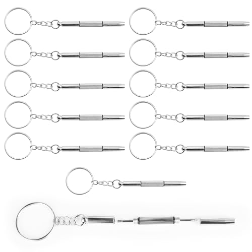 12 Pcs Keychain Eyeglass Screwdriver 3 in 1 Screwdriver Key Steel Eyeglass Screwdriver Eyeglass Screwdriver Repair Kit with Keychain Portable Screwdriver Hand Tools