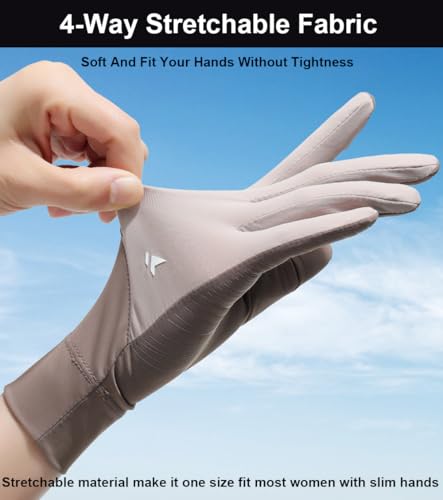 UV Protection Full Finger Gloves for Women - Brown