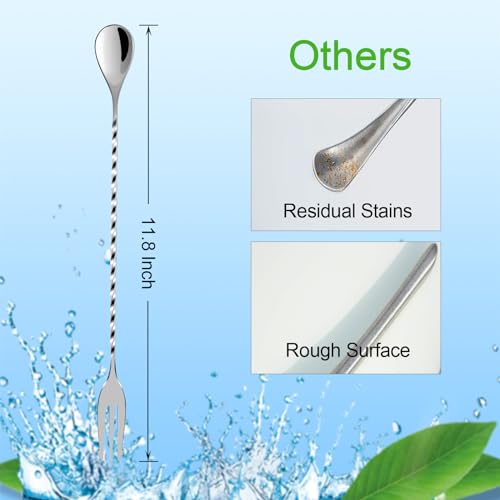 Cocktail Mixing Stirrers with Trident Fork - 12" Silver, 2 Pcs
