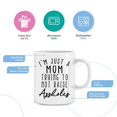 Funny Ceramic Coffee Mug - I'm Just a Mom - 11 oz Gift for Mom