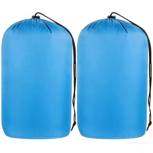 Lightweight Waterproof Stuff Sack - 2-Pack, Blue, 5x10 Inch