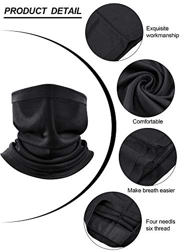 Neck Gaiter Face Cooling Mask - UV Protection Scarf, 4 Pcs - Black, Army Green, Navy, Grey