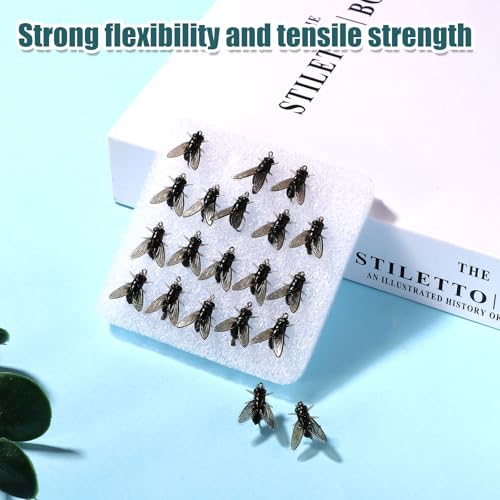 20-Piece PVC Black Fly Fishing Lures with Hooks - Realistic Soft Bait