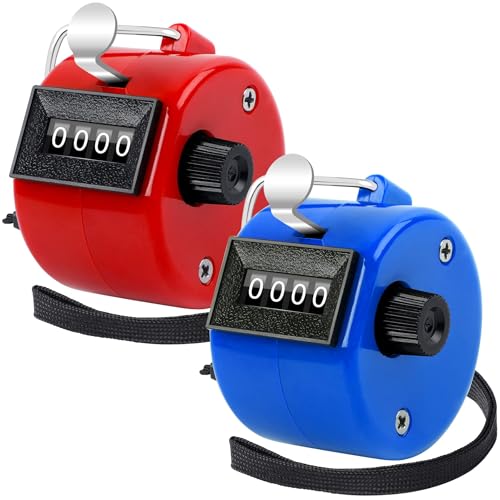 4-Digit Tally Counter Clicker - 2 Pack Red & Blue