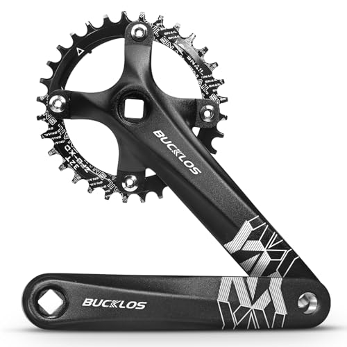 BUCKLOS Mountain Bike Crankset 170mm 32T Square Taper – Single Speed, Black