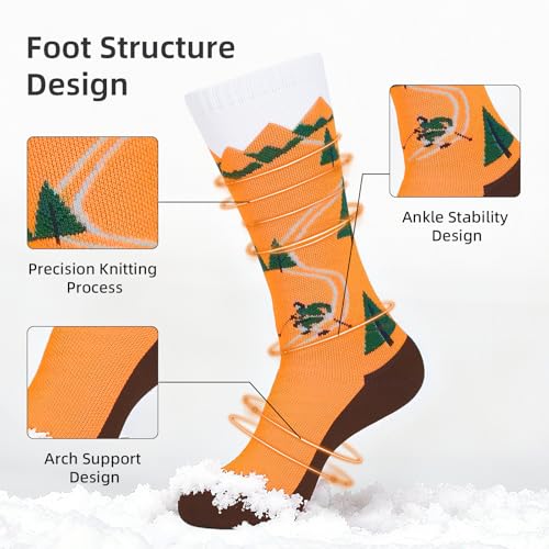 Kids Merino Wool Ski Socks - Thermal, Thick & Warm - 3 Pairs (Ages 7-12)