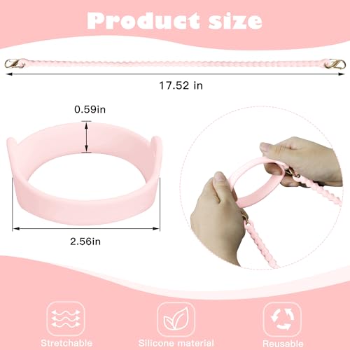 Silicone Water Bottle Handle with Strap - Pink, Fits 8-40oz Bottles