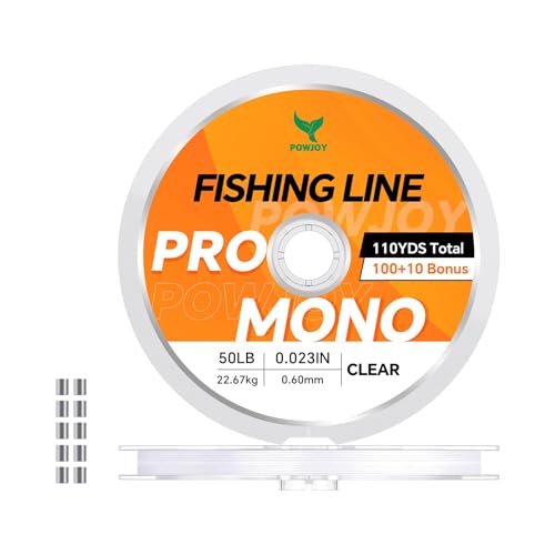 Monofilament Fishing Line with Knot Guide - Clear 50LB 110Yards