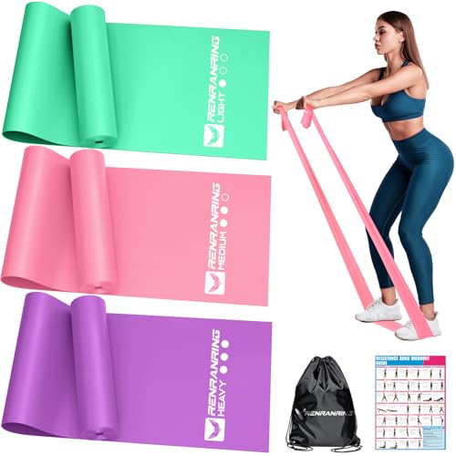 Resistance Bands Set for Exercise - Pink, Purple, Green - 4.9FT