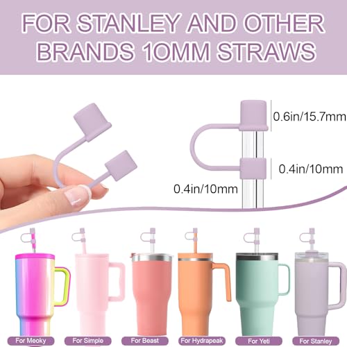 Straw Cover Caps for Stanley 30/40oz Tumblers - 7Pcs White/Grey & Purple