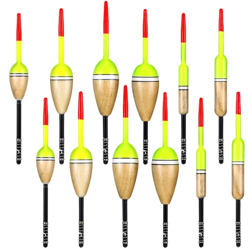 12 Pcs Sonwyoung Slip Bobbers Wood Fishing Floats X-1 X-2 X-3 X-4 X-5 X-6