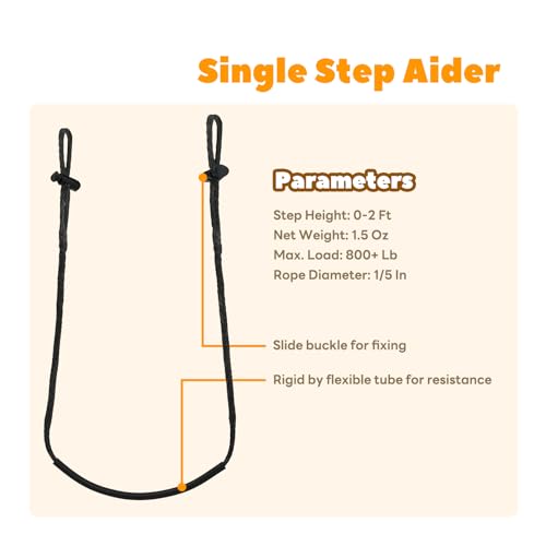 ZIVOXIA 3 Pack Single Step Climbing Aider for Hunting Tree Stands, Lightweight Rope Ladder