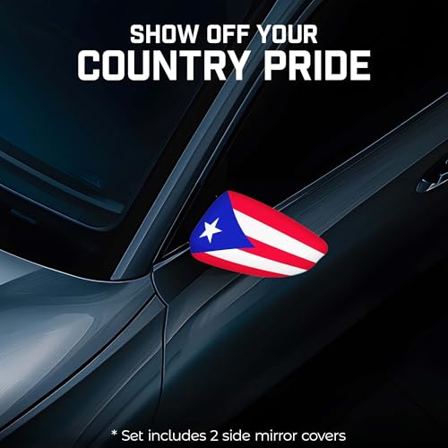 Puerto Rico Car Side View Mirror Covers - 2 Pack, 5.9x8.66 in, Weatherproof