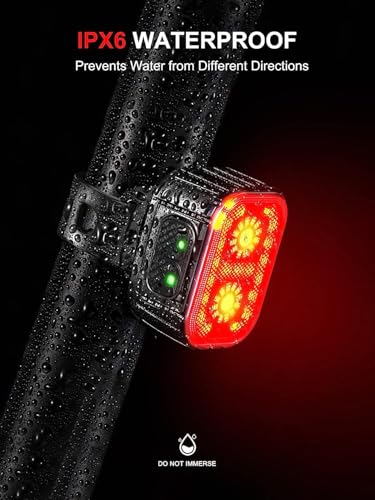 Cuvccn Bike Lights 2 LED Front & Rear, USB Rechargeable, 4+6 Mode, IPX6 Waterproof