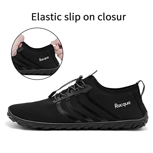 Racqua Water Shoes Men & Women Quick Dry Breathable Pool Beach Swim Footwear - Size 12 Women / 11 Men, Black HD135
