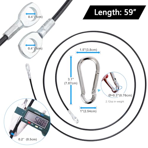 59in Fitness Pulley Cable - Heavy Duty Steel Wire Rope Accessory
