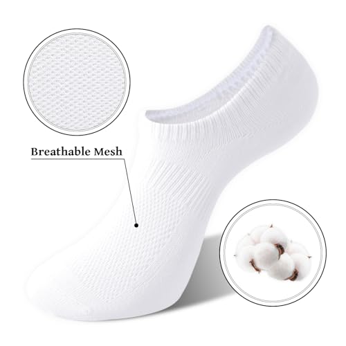 No Show Socks for Women - Thin Cotton Non-Slip - 6 Pairs, Black