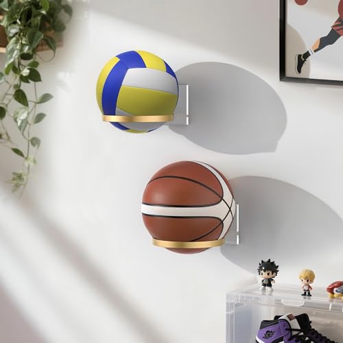 Wall-Mounted Ball Holder for Basketball, Soccer, Football & Volleyball