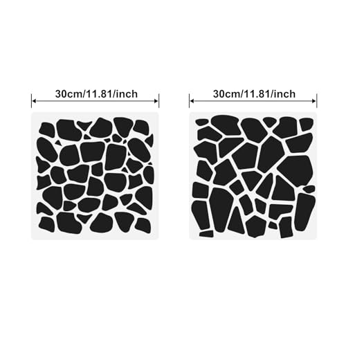 Stone Stencils for Painting on Wood,Floor Stencils for Painting Floors Tile, Reusable Plastic Template for DIY Home Decor 12" x 12"