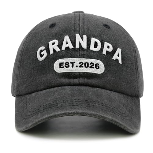 Grandpa Est 2026 Baseball Cap - Adjustable Washed Cotton - Black