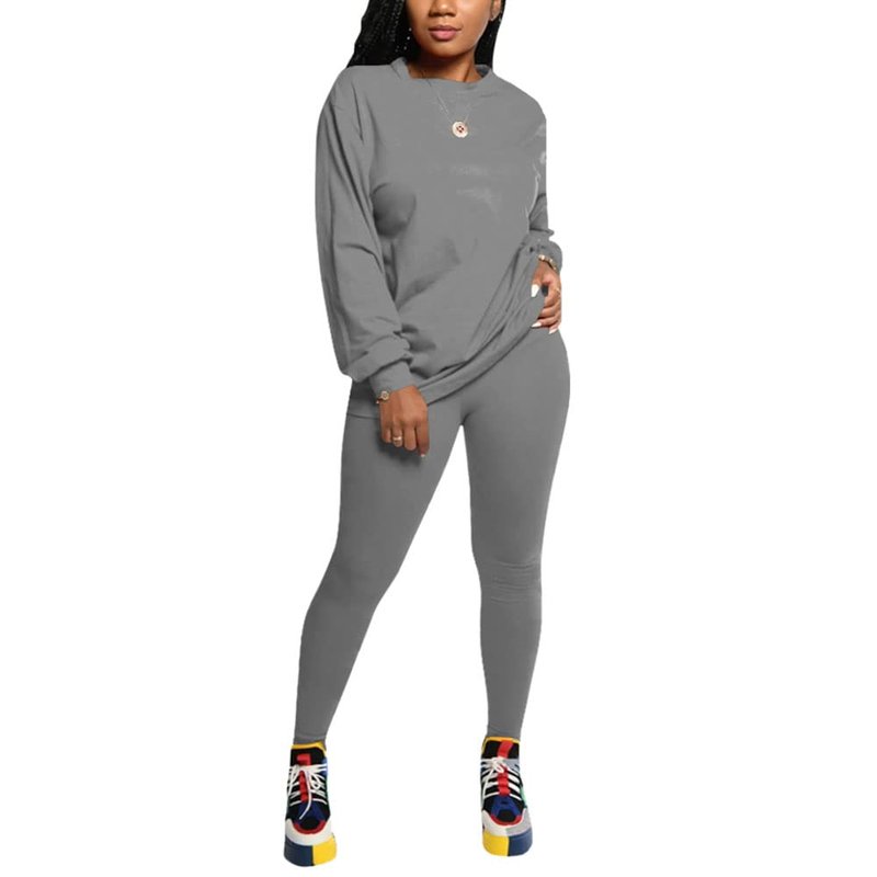 PINSV Womens 2 Piece Outfits Long Sleeve Sweatsuits Outfits Jogging Suits Sweat Loungewear Sets Black A S