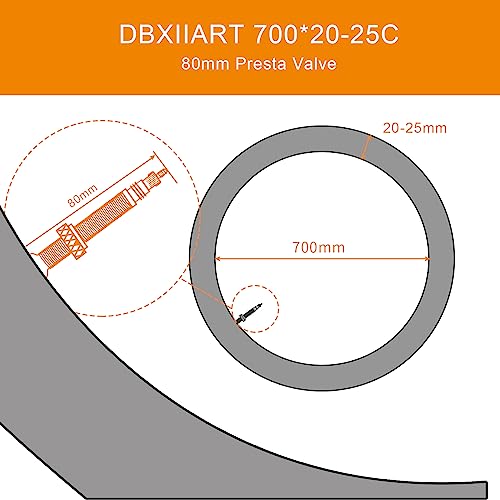 2PCS Heavy Duty Road Bike Inner Tubes 700x23/25C Presta Valve 80mm
