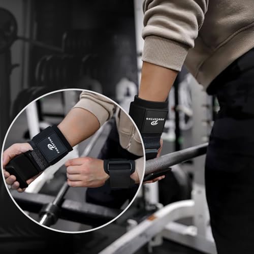 Weight Lifting Hooks with Wrist Straps - Black