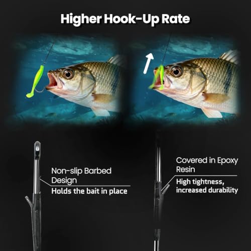 30Pcs Baitholder Worm Hooks 3X Long Shank for Bass Fishing - FishTrip 2/0