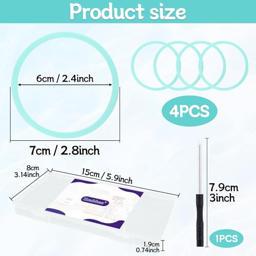 Silicone O-Ring Replacement Gasket for Water Bottle Lids - 4-Pack Blue