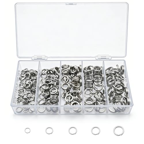 250pcs Heavy Duty Silver Split Ring Set for Fishing Tackle