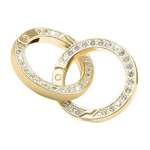 Gold Rhinestone Round Carabiner Clips - 4 Pack, 1.37 Inch