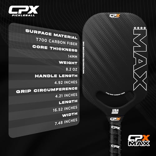 CPX MAX Carbon Fiber T700 Pickleball Paddle - Black Series