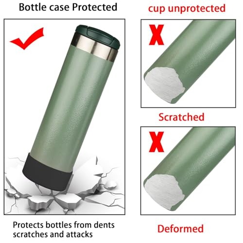 Silicone Water Bottle Boot - 2PCS Anti-Slip Sleeve for 20oz Stanley - Black