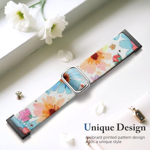 Odbeai Daisy Color Stretchy Bands for Fitbit Versa 3/4 & Sense 2 - Stylish Watch Strap