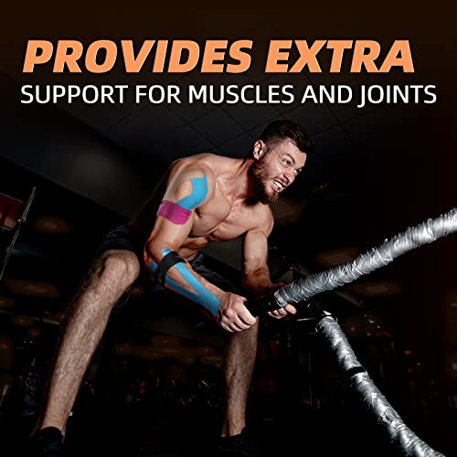 OK TAPE Kinesiology Tape 4 Pack - Uncut 2in x 16.4ft Latex-Free Cotton Assorted Colors