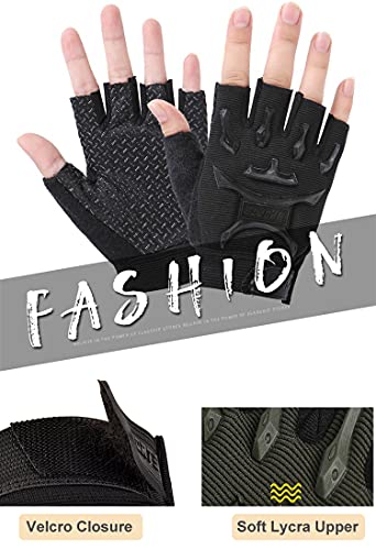 Kids Half Finger Cycling Gloves - Black / L (8-12 Years)