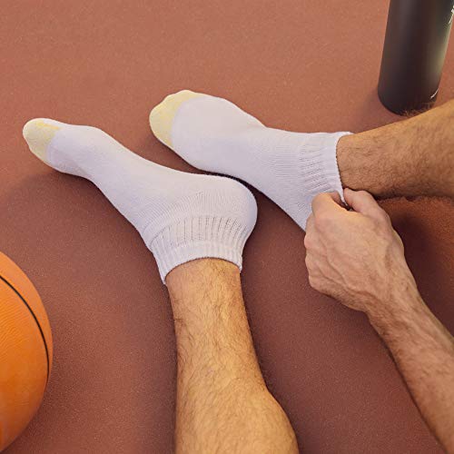 GOLDTOE Men's 656P Cotton Ankle Athletic Socks - 12 Pairs, Large, Black